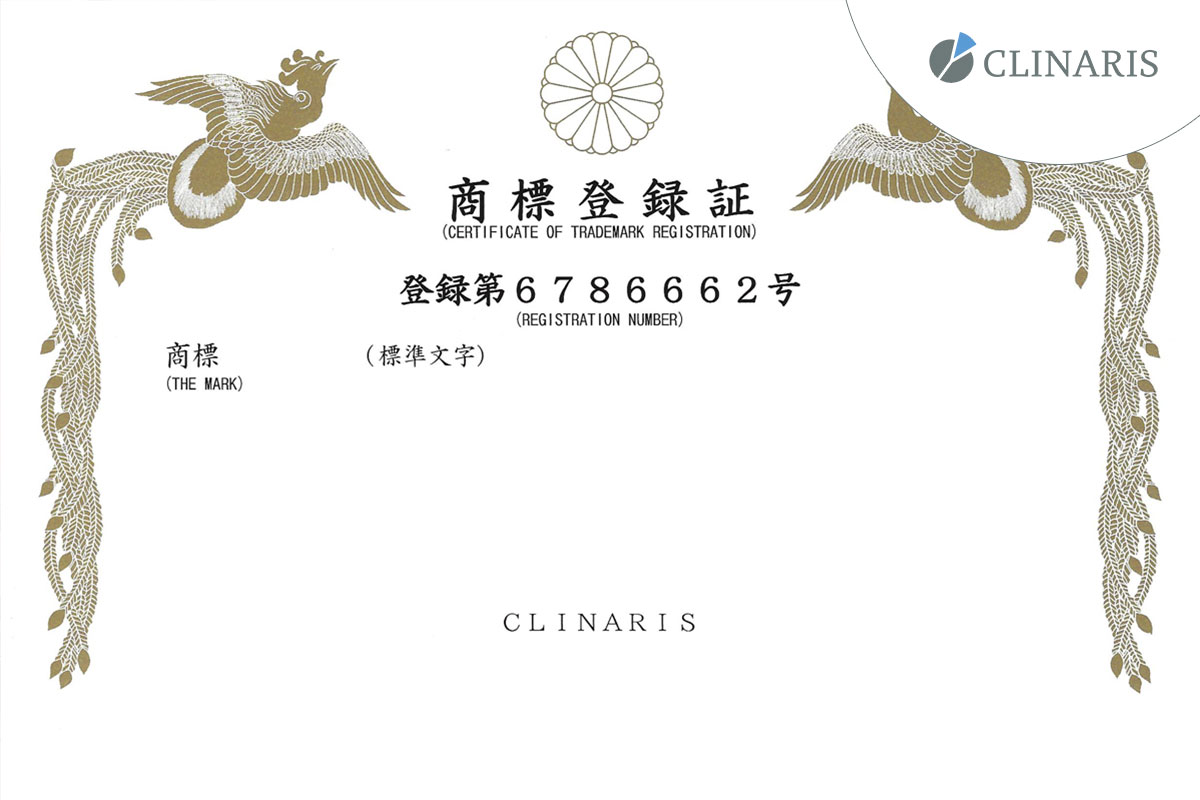 CLINARIS als Wortmarke in Japan eingetragen
